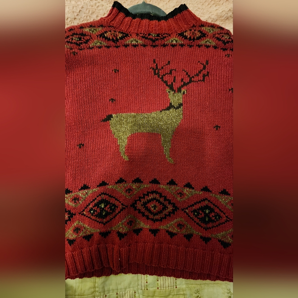 Eddie Bauer Red and Brown Deer Sweater - Picture 6 of 6